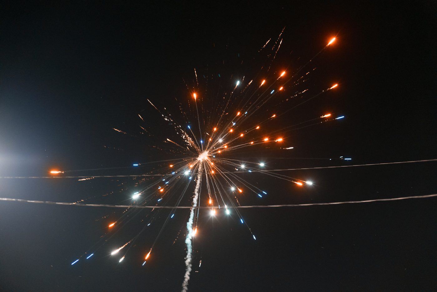 Fireworks explode in the sky