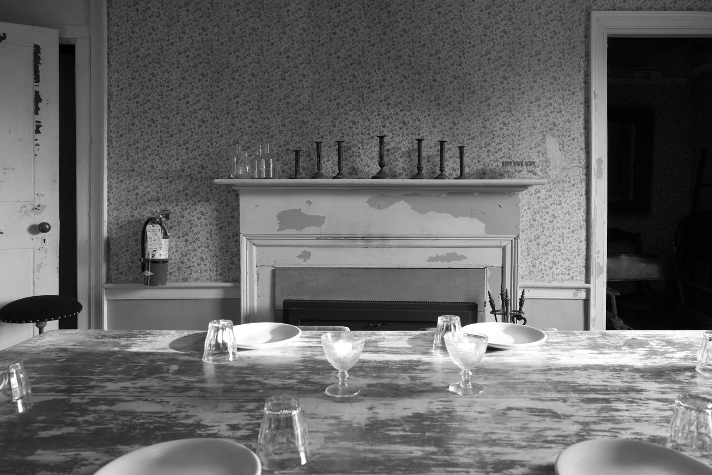 A mantlepiece at The Airport Rooms, the restaurant at Tourists in North Adams, MA